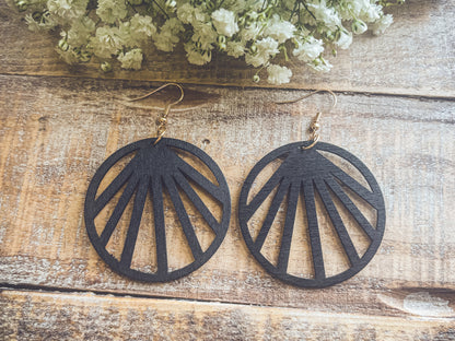 Beautiful Black Wooden Laser Cut Earrings