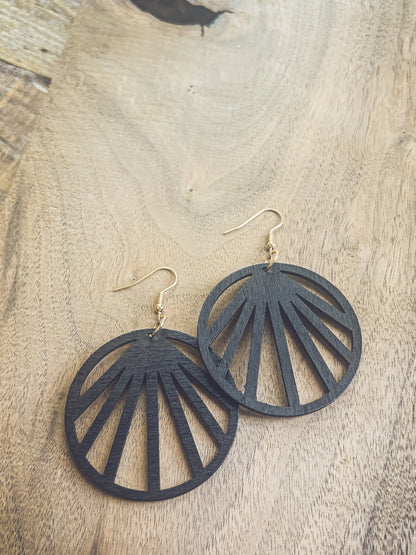 Beautiful Black Wooden Laser Cut Earrings