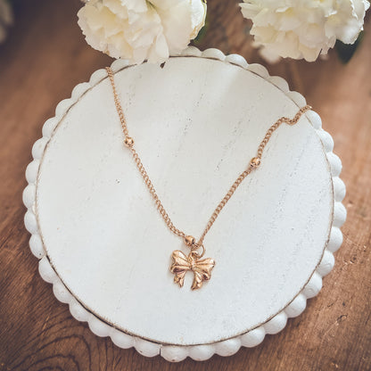 Adorable Gold Bow Necklace