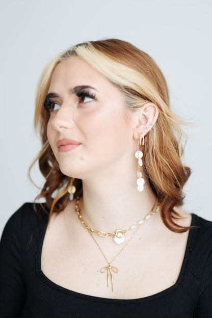 Beautiful Faux Pearl Gold Link Necklace