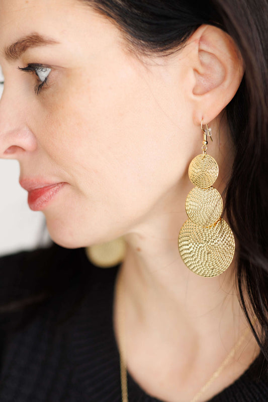 Beautiful Gold Disc Drop Earrings Otarealm