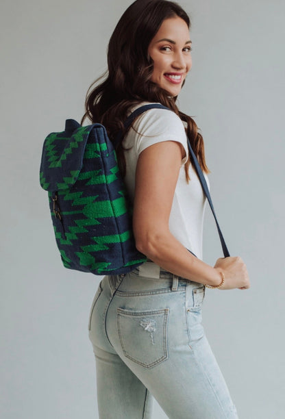 Navy & Green Aztec Backpack