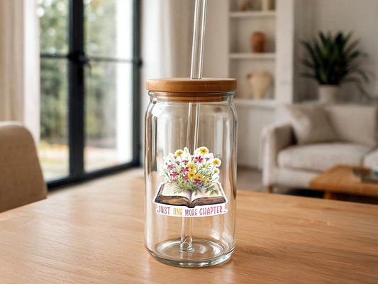 Just One More Chapter | Book with Flowers | Cute Sticker
