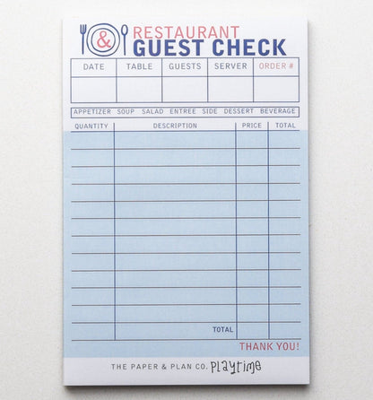 Restaurant Guest Check Playtime Pad®