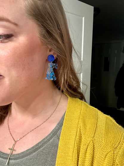 Beautiful Blue Acrylic Bunny Earrings