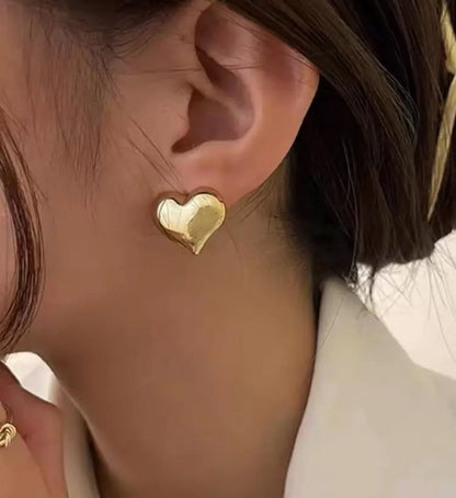 Adorable Gold or Silver Heart Stud Earrings