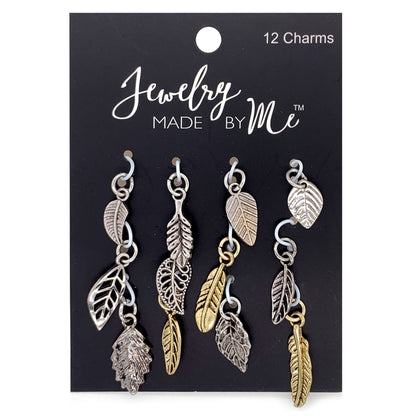 Silver and Gold Miniature Leaves 12pc Charm Set