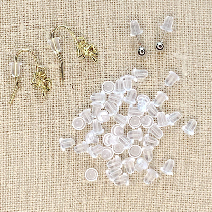 Clear Bullet Post or Hook Earring Backs 30pc