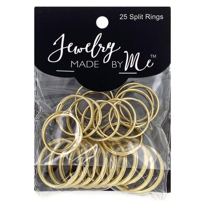 Gold Tone Split Rings, Two Sizes, Pack of 25