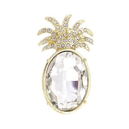 Bright Gold and Glass Pineapple Brooch