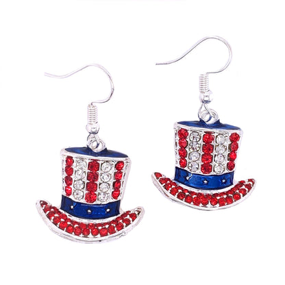 American Flag Top Hat Earrings