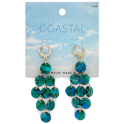 Acrylic Abalone Cascade Huggie Hoop Earrings