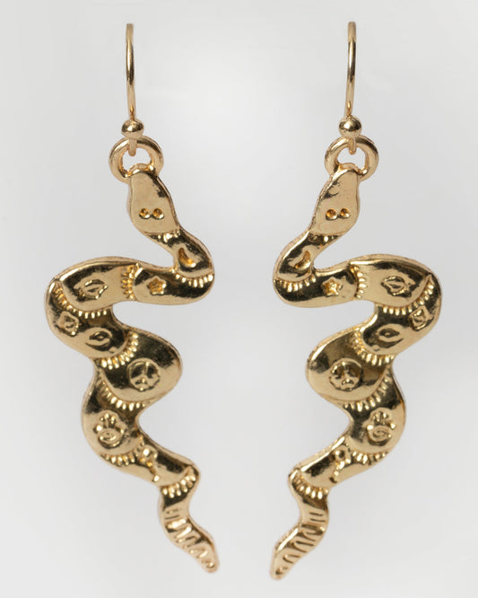 Gold Western Snake Earrings Coastal Cowgirl