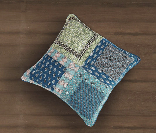 Tache Cotton Patchwork Teal Blue Green Paisley Bohemian Ocean Euro Sham (JHW-888)