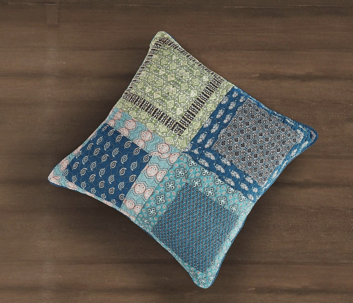 Tache Cotton Patchwork Teal Blue Green Paisley Bohemian Ocean Euro Sham (JHW-888)