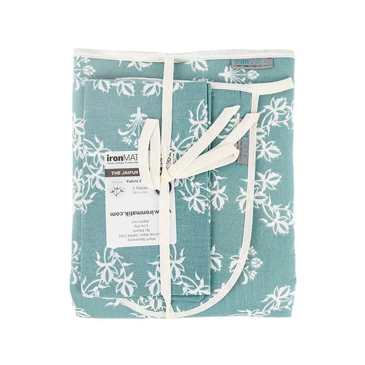 ironMATIK Jaipur Blue Ironing Mat and Glove Bundle