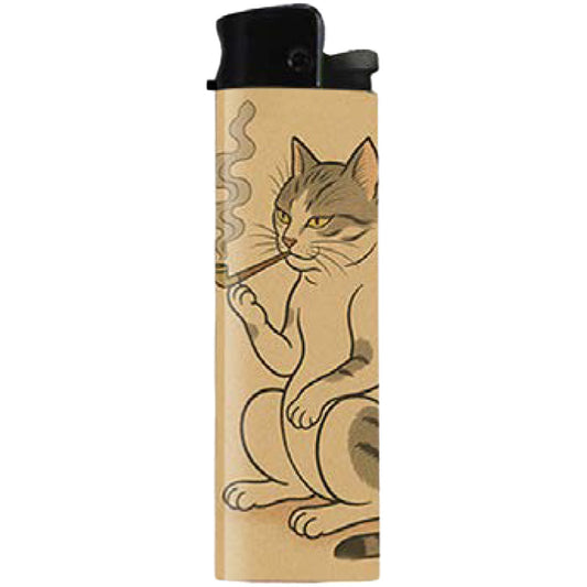 Japanese Cat Smoking a Pipe Lighter