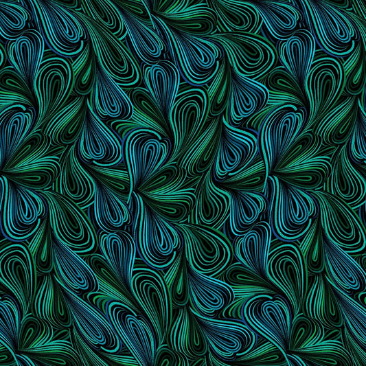 Green Multi Color Flow Cotton Wideback Fabric Per Yard