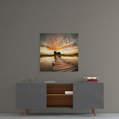 Dock and Landscape Glass Wall Art