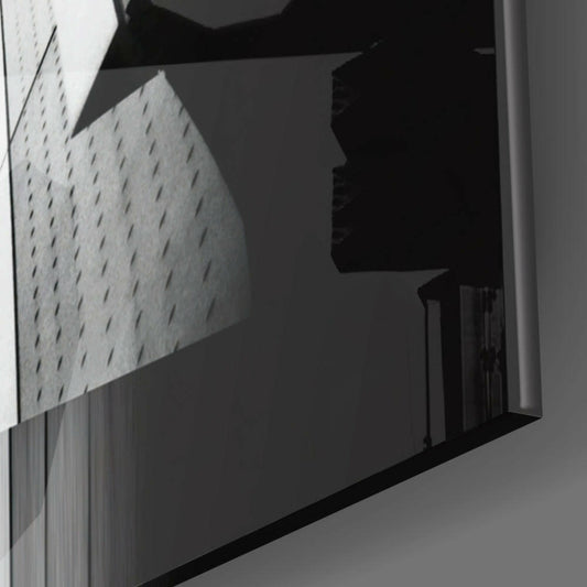 Black and White Angular Architecture Glass Wall Art