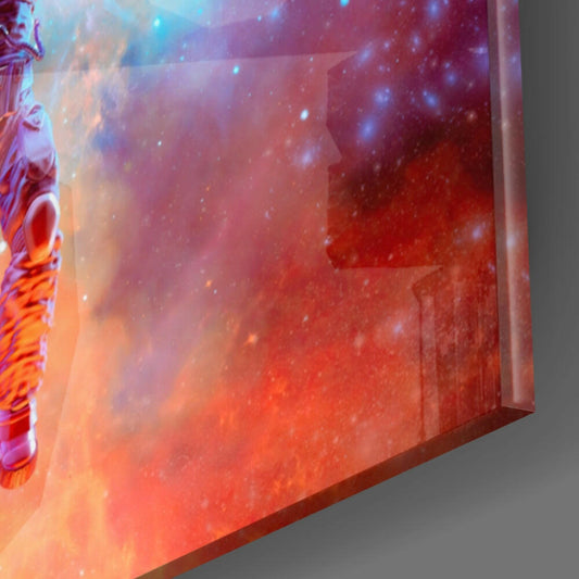 Rising Balloon Astronaut Glass Wall Art
