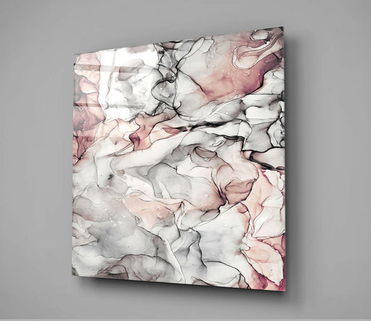 Blush Pink Ink Marble Glass Wall Art