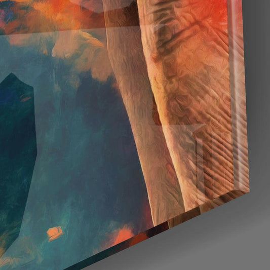 Vibrant Colorful Elephant Profile Glass Wall Art