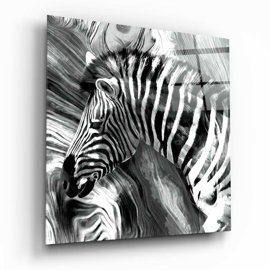 Monochrome Marbled Zebra Glass Wall Art