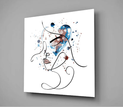 Face of Lines Glass Wall Art