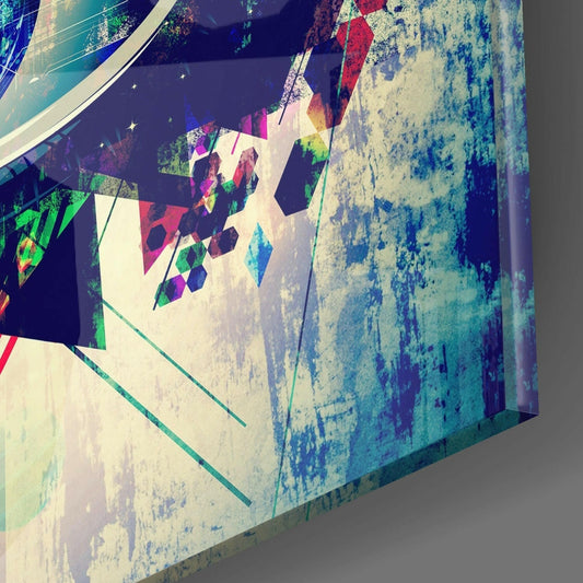 Geometric Triangles Blue Eye Glass Wall Art