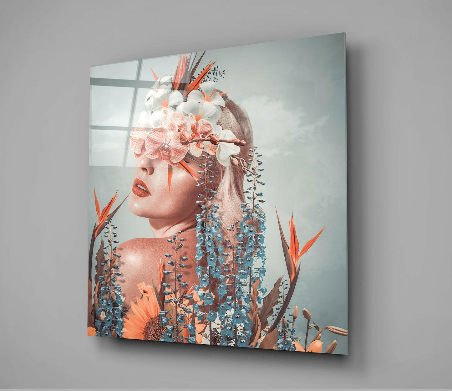 In The Flowers Glass Wall Art