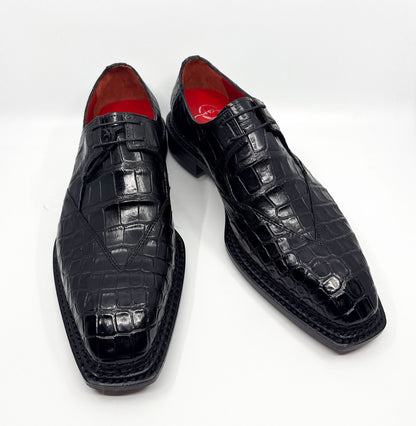 Maurice Legend Custom Made Alligator Lace-Up Shoe - Black