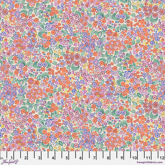 Little Meadow Coral Flourish And Bloom 44"/45" Cotton Fabric Per Yard