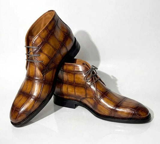 Maurice Louisville Alligator Lace-Up Boot - Cognac