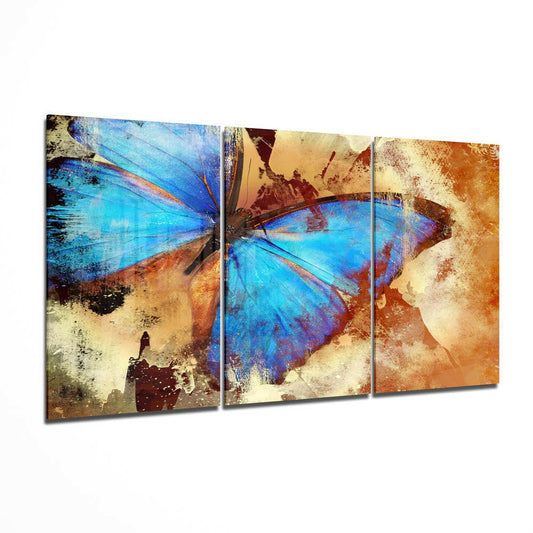 Blue Morpho Vintage Butterfly Glass Wall Art