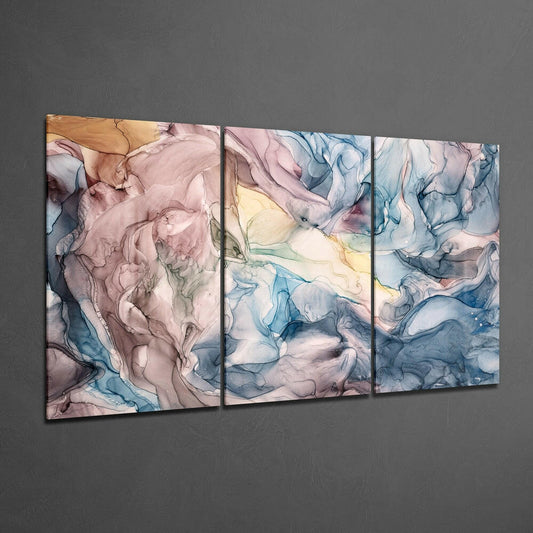Pastel Blush And Slate Marble Glass Wall Art