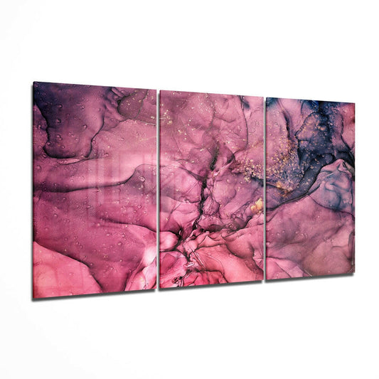 Rose Plum Ink Marble Swirl Glass Wall Art