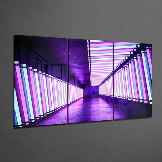 Purple Corridor Glass Wall Art