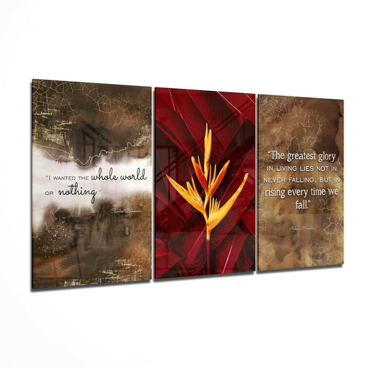 Bird of Paradise Quotes Trio Glass Wall Art