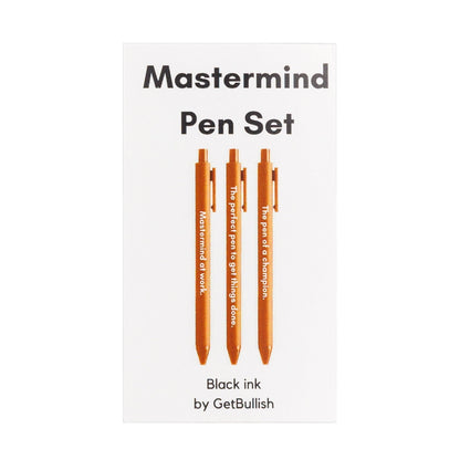 Mastermind Pen Set 🏆 | Gel Click Pen Gift Set | 3 Pens in Caramel