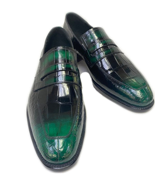 Maurice Mirage Custom Made Alligator Loafer - Green