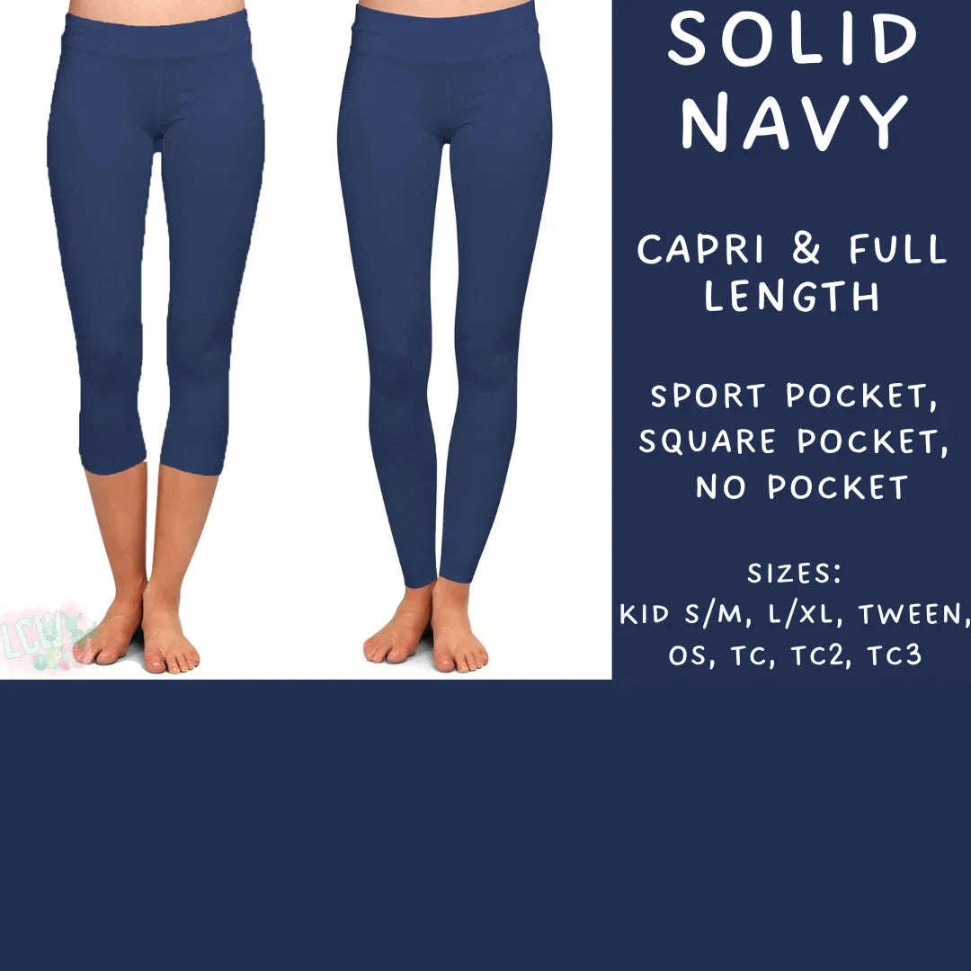 Solid Navy Capri Length Leggings (TC2) Otarealm