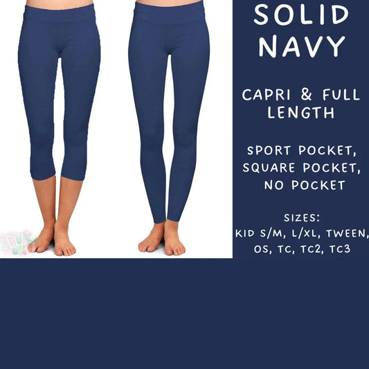 Solid Navy Capri Length Leggings (TC2) Otarealm