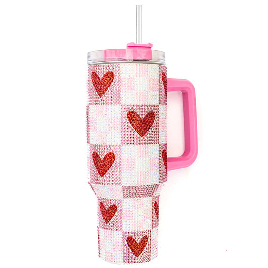 Rhinestone Hearts Stainless Steel Tumbler (Single or Set of 4)