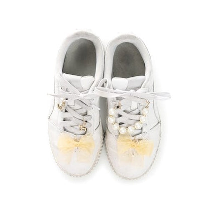 Shoe Charm Set - Gold Bows & Pearls