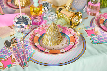 Mini Gold Fringe Party Hats (set of 4)