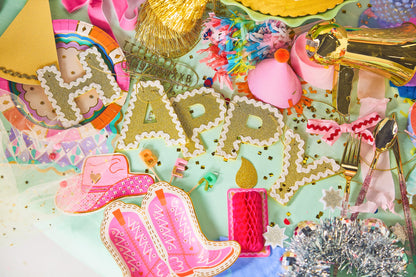 Happy Birthday Gold Shimmer Banner (Reusable Garland)