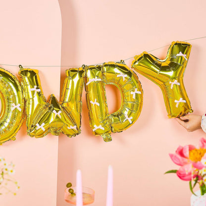 Howdy Darling Gold Balloon Banner with Pink Bows Otarealm