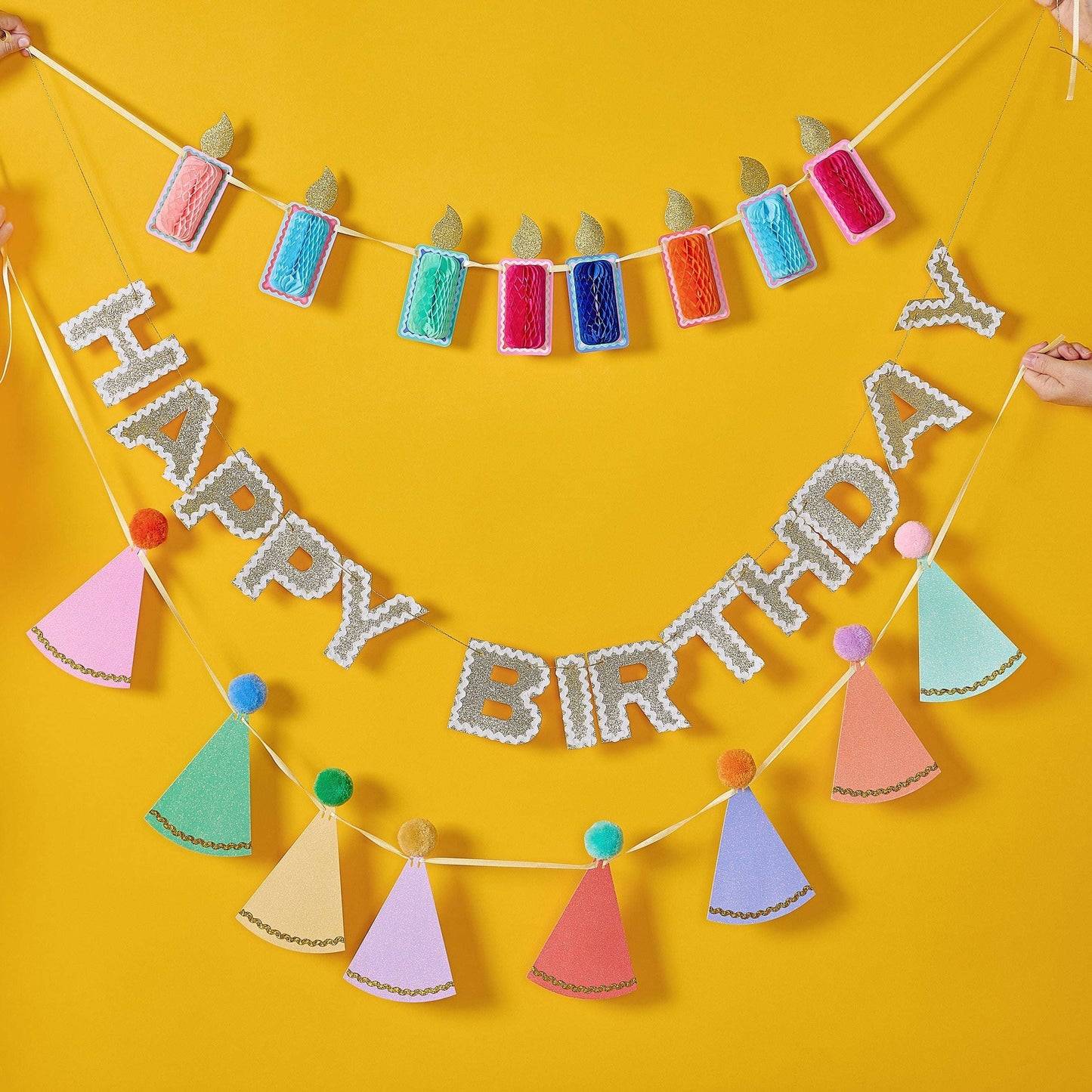 Honeycomb Birthday Candle Banner Otarealm