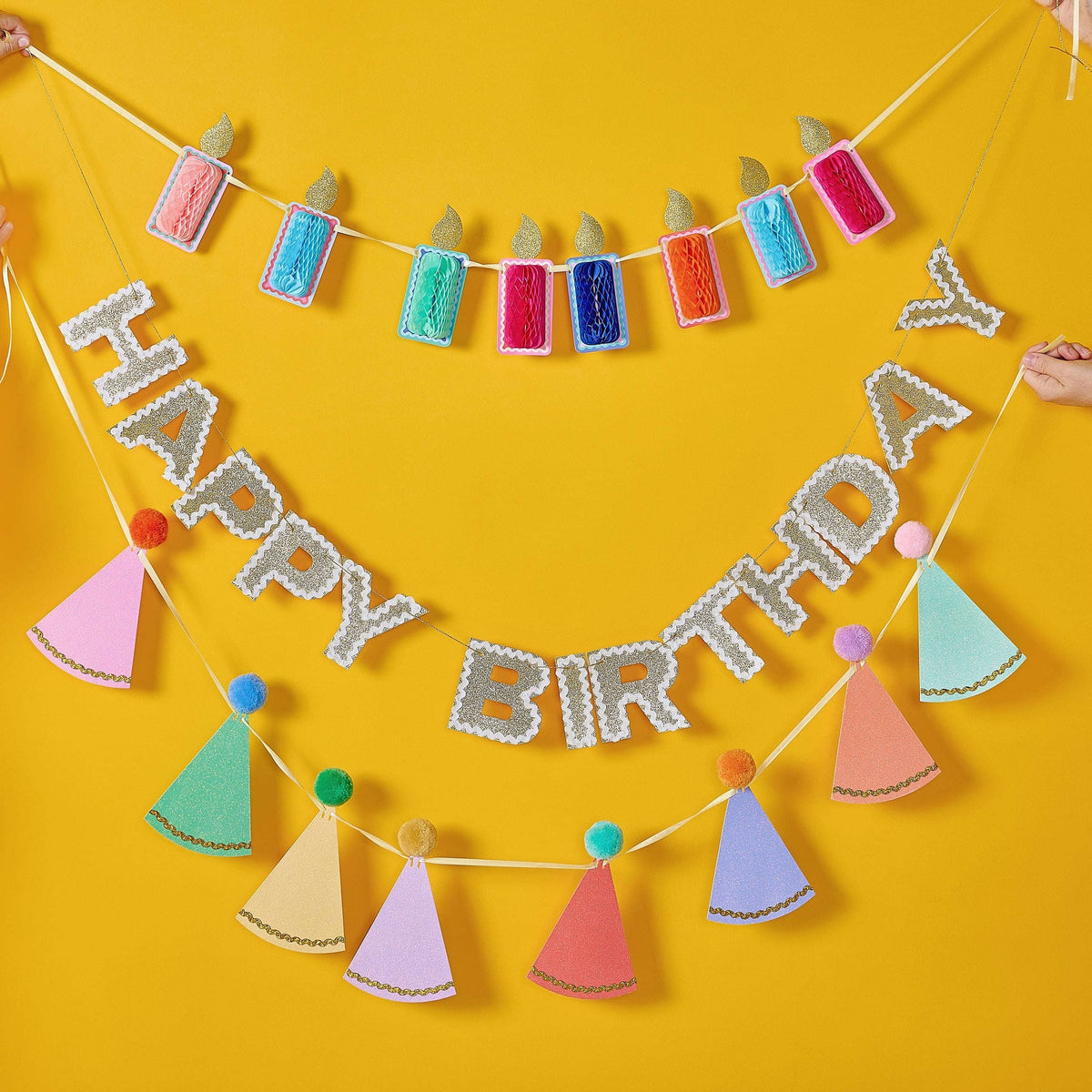 Honeycomb Birthday Candle Banner Otarealm